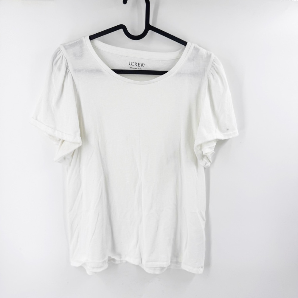 ✅ J. Crew Women's White ORGANIC SLUB Top SIZE MEDIUM